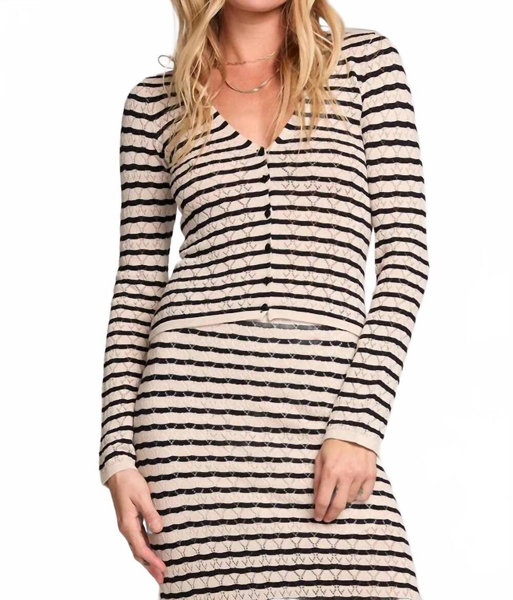 NEW SALTWATER LUXE cardinal cardigan sweater in black/ white